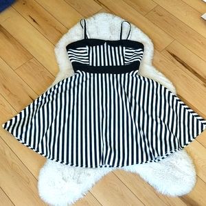 Ixia black and white striped cocktail dress
